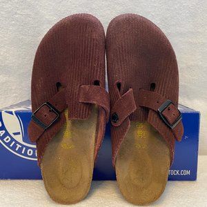 Birkenstock EU 38 Maroon Suede Clogs